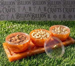 Modern Orange Resin <b>Serving</b> <b>Bowl</b> Set <b>With</b> <b>Lids</b> Airtight <b>Bowls</b> For Snacks Party Use - Product Image 1