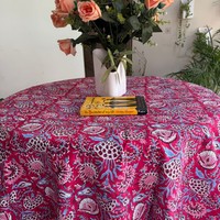 Nappe en coton à imprimé floral classique faite à la main - Haute qualité, écologique, durable, lavable, réutilisable, décoration de la maison, mariage