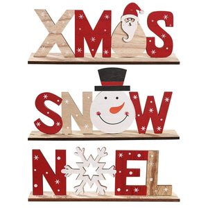 Letrero navideño de madera de Papá Noel – Adorno de mesa de Navidad con árbol y pájaro para decoración del hogar - Product Image 1