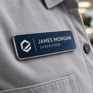 Badge nominatif personnalisé en métal pour employés, étiquette nominative personnalisée avec logo pour uniforme de travail, fabricant OEM - Product Image 4