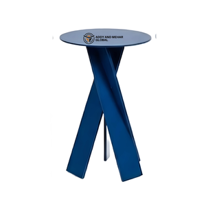 Modern Blue Iron Metal <b>Stool</b> with Crossed Legs Round Top Contemporary Designer Side <b>Stool</b> Industrial Seating for Home - Product Image 1