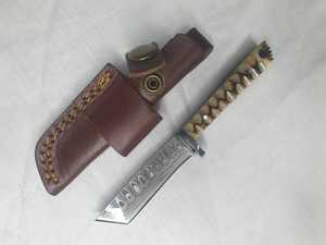 Custom handcrafted hunting <b>knife</b> Premium wooden <b>handle</b> <b>knife</b> Satin finish survival <b>knife</b> - Product Image 1