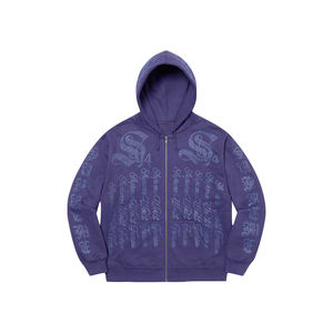 เสื้อฮู้ดดี้ผู้ชายแบบสตรีทแวร์ ย้อมสีเอซิด พิมพ์ลายพัฟฟ์ โลโก้ประดับคริสตัลแบบ OEM ผลิตตามสั่ง ผ้าฝ้ายคอมบ์ 100% เฟรนช์เทอร์รี่ สีซีดแบบซันเฟด - Product Image 1