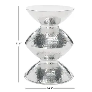 Coastal Luxury Metal Coffee <b>Table</b> with Hammered Finish Premium Designer Home Furniture - Product Image 3