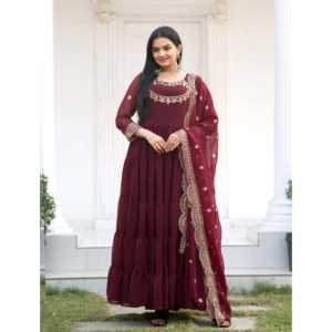 Designer Embroidered Georgette Gown with Sequence Embroidered Work for <b>Career</b> <b>Dresses</b> - Product Image 2