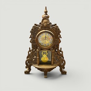 Vintage Brass Art Deco Desk <b>Table</b> Clock with Projection Function Ornate <b>Decorative</b> Mantel Display for Villa Home <b>Decor</b> - Product Image 2