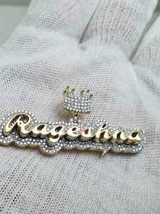Colgante Icedout de Lujo para Eventos y Fiestas Hip Hop, Plata 925 con Moissanita y Baño de Oro Rosa, Charm Personalizado con Nombre, Texto o Letra - Product Image 3