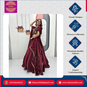 Lehenga Choli tendance, vêtement de fête traditionnel, broderie lourde, travail de séquence de fils, tissu fantaisie Latakan Fendy, haute qualité - Product Image 5