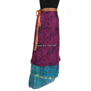2026 Wholesale Reversible Silk Sari Full Magic <b>Wrap</b> <b>Skirts</b> - <b>Wrap</b> <b>Skirt</b> - Indo Western Clothing - Fashion Wear <b>Skirts</b> 2 Layers - Product Image 3