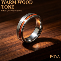 Bague en carbure de tungstène argenté brossé avec incrustation de bois décentrée, alliance plate de 8 mm pour homme, bijoux naturels en gros