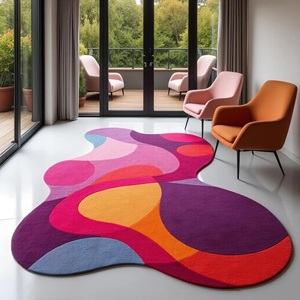 Alfombra Abstracta Hecha a Mano, Alfombra Moderna de Lana Suave y Colorida, Alfombra de Diseño Personalizada para Decoración de Sala de Estar y Dormitorio - Product Image 1