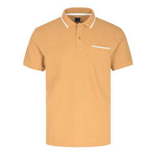 Polo de Algodón Piqué Amarillo Mostaza para Hombre, Manga Corta, Corte Regular, Ribete en Contraste, Estilo Casual - Product Image 4