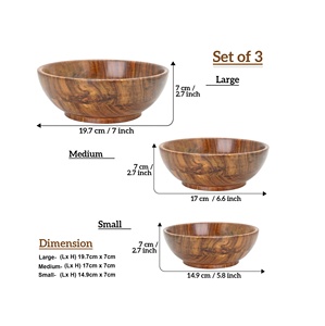 Gran oferta 100% cuenco de madera de acacia hecho a mano pulido ecológico 100% a prueba de fugas para ensalada de frutas para el hogar hoteles restaurantes - Product Image 5