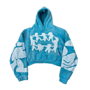 High Quality Puff Printing Cotton Acid Wash Hoodie for <b>Women</b> Men Silk Screen Logo Embroidery Custom Hoodies - Product Image 2