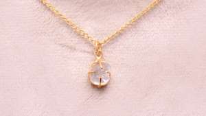 Collar con Colgante de Cristal de Cuarzo Transparente para Niños, Plata de Ley 925, Chapado en Oro de 14K, Piedra Preciosa Natural Curativa, Estilo Étnico - Product Image 3