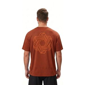 T-shirt de sport à motif diagonal magenta, respirant, à séchage rapide, en polyester, pour la course à pied, la gym, l'entraînement - Product Image 2