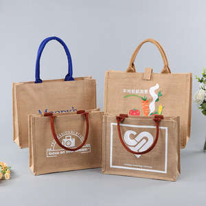 Sac fourre-tout en toile de jute naturelle, durable, réutilisable, pour les courses, avec un grand espace - Product Image 4