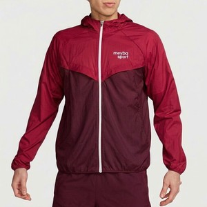 Meyba Sport Men's Hooded Windbreaker <b>Jacket</b> Color Blocking Zipper Front Lightweight Spring Outdoor Wear - Product Image 1