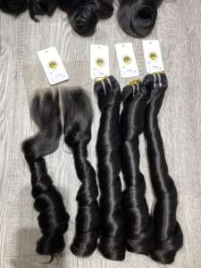 Cheveux humains vietnamiens Remy super double tirés, texture rebondissante avec dentelle HD, style bouclé, prix de gros auprès d'un fournisseur vietnamien - Product Image 2