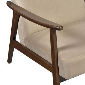 Fauteuil d'appoint Mid-Century Modern 1 pièce, revêtement en velours marron clair, finition bois noyer foncé, mousse haute résilience, pour salon - Product Image 2