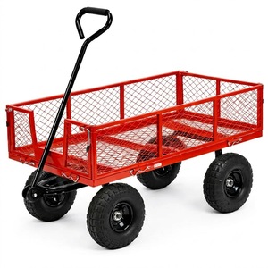 Chariot utilitaire en acier robuste de 600 lb avec côtés en maille amovibles et pneus pneumatiques de 10 pouces pour jardin, ferme et garage ODGGAD013 - Product Image 1