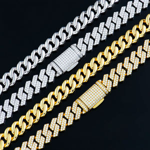 สร้อยข้อมือชุดเซ็ตหินธรรมชาติทรงเหลี่ยมมรกต ชุบทองคำขาว 18k ดีไซน์เรขาคณิตสไตล์ฮิปฮอป สำหรับทุกเพศ - Product Image 3