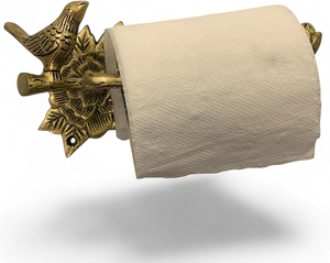 Porte-papier toilette en laiton antique poli, art populaire, accessoire mural pour salle de bain - Product Image 6