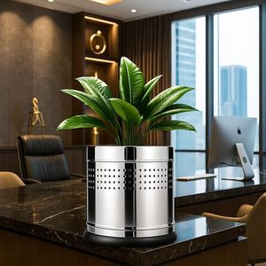 Luxury Stainless Steel Garden Planter Corrosion Resistant Modern Metal Plant <b>Pot</b> for Indoor Outdoor Use Home Office Decoration - Product Image 1
