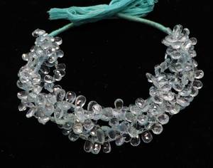 Perles d'aigue-marine naturelle facettées en forme de poire 7x10 mm, perles d'aigue-marine bleues de 10 pouces, perles d'aigue-marine en forme de poire, perle de pierre précieuse d'aigue-marine - Product Image 4