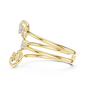 Anillo de banda abierta de oro amarillo macizo de 14k para mujer, minimalista, con piedras cultivadas en laboratorio de corte brillante redondo, para uso diario, apilable - Product Image 2