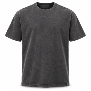 เสื้อยืดคอตตอนเนื้อหนัก 280gsm ทรงเรียบง่าย สไตล์เฮอริเทจ คอริบหนา ผ่านกระบวนการซักด้วยถ่านไม้แร่ - Product Image 1