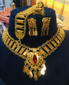 2024 Best Buy estilo Vintage 24K chapado en oro cobre conjunto de joyería de moda fabricante indio inspirado diamante piedra regalo listo - Product Image 5