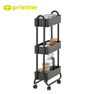Carrito de Almacenamiento Metálico Moderno de 3 Niveles, Resistente y Delgado, con Ruedas y Fácil Limpieza, para Cocina y Sala de Estar, Contenedor de Alimentos - Product Image 4
