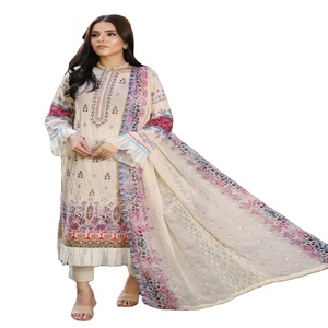 Fancy Wears Trajes de césped de 3 piezas listos para usar para adultos Trajes diarios bellamente diseñados por Dr Haris Volume DhagaKari - Product Image 1