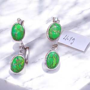 Colgantes de Turquesa Verde Natural y Dijes de Plata de Ley 925, Joyería al Por Mayor - Product Image 3