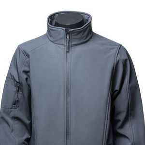 Chaqueta de Forro Polar Gris para Hombre, Color Único, Cuello Alto, Cierre de Cremallera, Casual, Resistente al Viento, Corte Regular, Color Sólido, Ropa de Invierno - Product Image 6