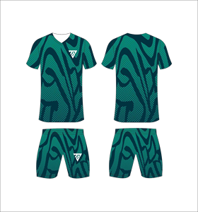 Custom Sublimated Soccer Uniform Set Blue Camouflage V-Neck Jersey Matching Shorts Moisture Wicking Adult Regular Fit - Product Image 6