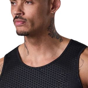 Débardeur d'entraînement noir sans manches pour homme, imprimé géométrique, séchage rapide, col rond, pour la gym et le sport - Product Image 3