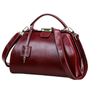 Classic Doctor Bag Genuine Leather Saffiano Pattern With Hasp Closure Shoulder Strap For Women Daily Use - Product Image 1