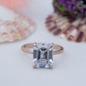 Nuevo Anillo de Plata 925 con Diamante Simulado Rectangular de Corte Esmeralda de Lujo, Biselado, Plano, 8*10, Joyería de Alto Contenido de Carbono - Product Image 1