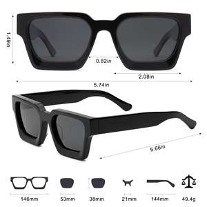 Lunettes de soleil en acétate épais de luxe avec logo métallique personnalisé FOREVER |   Lunettes de soleil polarisées anti-UV tendance pour hommes et femmes, cadeau - Product Image 4