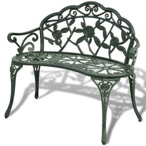 Banc de jardin durable en aluminium coulé vert/fer à béton doré de 39,4 pouces pour usage extérieur - Product Image 1