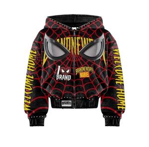 Conjunto de Sudadera con Capucha y Pantalones Cortos con Estampado de Spiderman para Hombre, Negro y Rojo, Manga Larga, Ropa Casual de Verano - Product Image 5