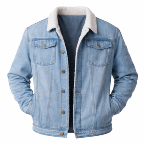 Chaqueta Vaquera Personalizada para Hombre, Forrada con Sherpa, Súper Cálida y Cómoda, Estilo Casual, Chaquetas de Otoño con Logotipo Bordado - Product Image 1