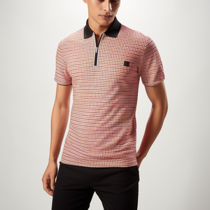 Pull-over décontracté pour homme à manches courtes en maille, col zippé 1/4, couleur unie, 100 % coton respirant, idéal pour le golf estival - Product Image 5