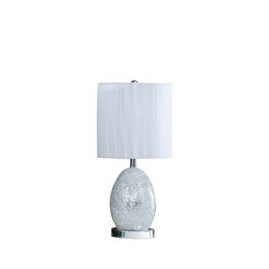 Lampada da Tavolo Niels da 20 Pollici con Luce Notturna, Vetro a Specchio Argento e Metallo, Soluzione di Illuminazione Elegante - Product Image 1