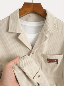 Two-Piece Men's Beige Summer <b>Set</b> Casual Two Piece Outfit Men's Two Piece <b>Set</b> Short Sleeve Shirt And Shorts - Product Image 5