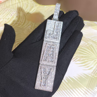 Collier chaîne unisexe en argent 925 plaqué rhodium avec pendentif Moissanite taille brillant style Hip Hop, motif lettre glacée, pour soirée et usage quotidien