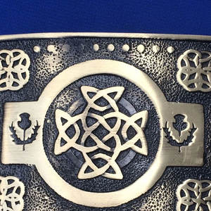 Hebilla de cinturón tradicional escocesa Highland con nudo celta, acabado antiguo, hebillas de cinturón con diseño celta en espiral, venta al por mayor de artículos antiguos - Product Image 5