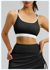 Wholesale Famous Brand Solid Breathable <b>Yoga</b> <b>Pilates</b> Stretch Seamless Ribbed Mid Front Eco-Friendly Spandex/Nylon High Waist Set - Product Image 3